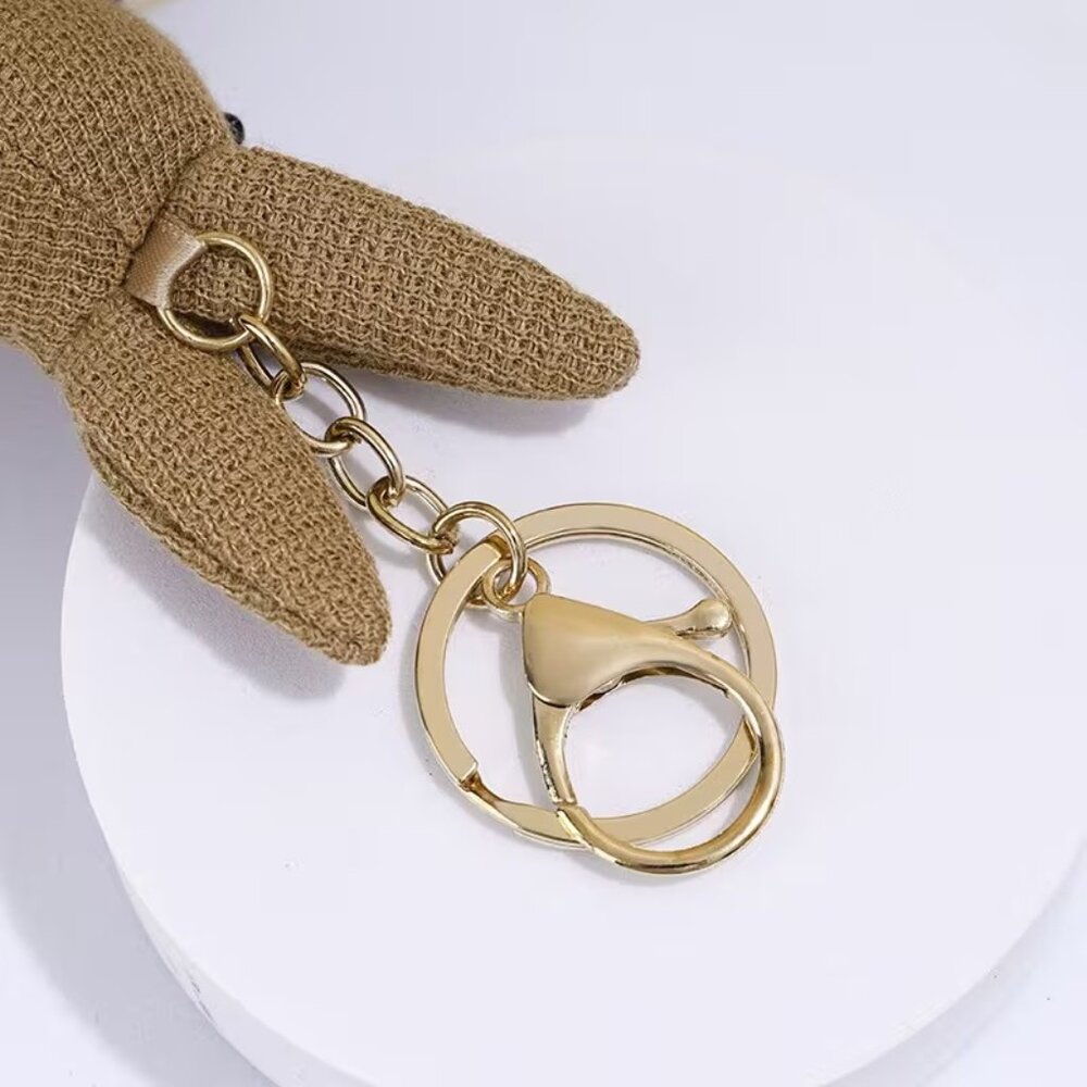 ❤️7" Bunny Hand Bag Charm Keychain Wearing Houndstooth Sweater & Purse - Picture 9 of 9